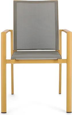 Produktbild von 4er Set Stühle Konnor 56,2 x 60 x 88 cm Aluminium und Textil Gelb Grau