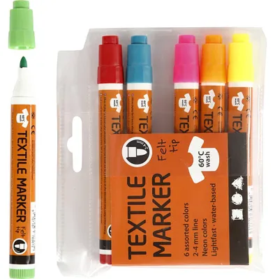 Produktbild von Stoffmalstifte, Strichstärke 2-4 mm, Neonfarben, 6 Stk/ 1 Pck [HOB-34835]