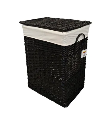 Immagine prodotto di Cesto per la biancheria Cestino per la biancheria Cassettone per la biancheria Vimini nero rettangolare Coperchio LxPxH 40x30x55cm 60L