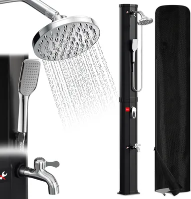 Produktbild von TolleTour Solardusche 20-60 Liter - bis 60°C – mit schwenkbarem Duschkopf, Fußdusche & Gartenschlauch