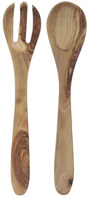 Produktbild von IB Laursen Salatbesteck Olivia Unika Olivenholz 30 cm Holz Löffel Gabel Unikat