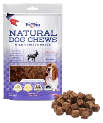 Imagen del producto de Frigera Wildwürfel, 250 g: deliciosos snacks para perros, con poco olor, y sin gluten