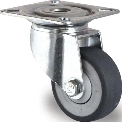 Produktbild von Lenkrolle Rad- 100 mm Tragfhigkeit 100 kg mit Anschraubplatte Gummi grau