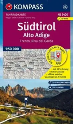 Zdjęcie produktu dla KOMPASS Fahrradkarte 3420 Südtirol / Południowy Tyrol, Trento, Riva del Garda (4 karty w zestawie) 1:50.000