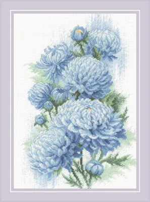 Kreuzstich-Set Zarte Chrysanthemen 21 x 29,8 cm