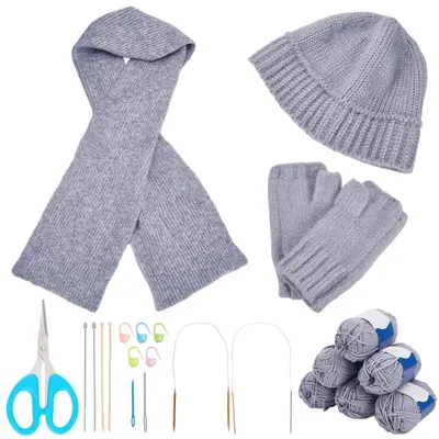 Image de Kit de tricot complet pour débutants, comprenant de la laine, des aiguilles et des instructions