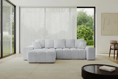 Produktbild von ALTDECOR Ecksofa mit Schlaffunktion und Bettkasten ENIL-L 297x189x68 cm Grau - Corner Sofa Eckcouch Couch L-Form Schlafcouch Ausziehbar Wohnlandschaft