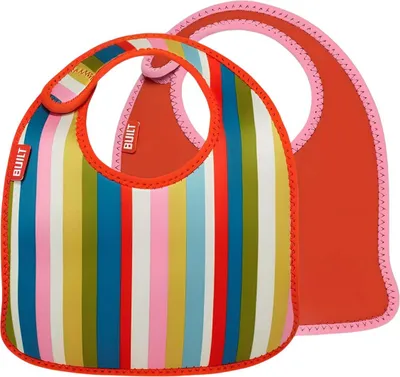Produktbild von Built, 2er Set Neopren Baby Lätzchen mit Klett Streifen, Mehrfarbig