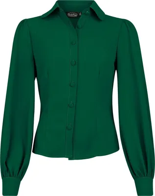 Produktbild von Voodoo Vixen Bluse Damen Peter Pan Collar Blouse grün Rockabilly 100% Polyester S