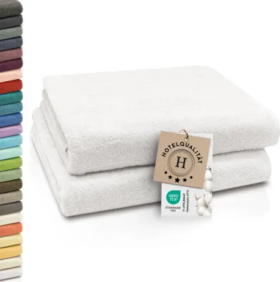 Produktbild von 2er Set Badetücher, 100% Baumwolle, 100x150 cm, 420g/qm, weiß