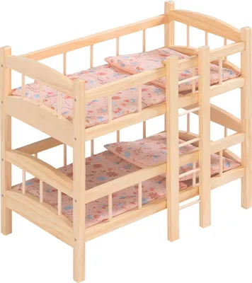 Image de howa Meubles de poupées Lit de poupée superposé pour poupées en bois 'miniflowers' avec 2 x literie, séparable, avec échelle 2460