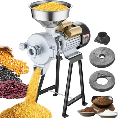 Obrázek produktu pro VEVOR mlýn na obilí mlýn na koření 3 kW, komerční mlýn na kukuřici s násypkou, práškový stroj s nastavitelnou pevností, vysoce výkonný mlýn na krmnou mouku mlýn na pšenici suchý a mokrý mlýn 50 kg/h