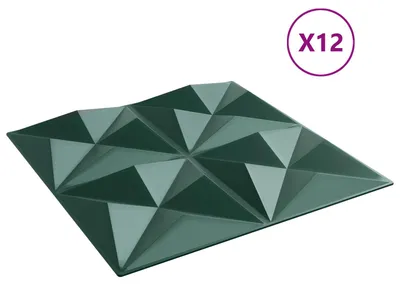 Zdjęcie produktu dla Panele ścienne vidaXL, 12 szt., Origami, zielone, 50 x 50 cm, pianka XPS