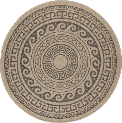 Produktbild von Villa Möbel Comelle Terrasse, Garten-Teppich, Outdoorteppich, Vintage Design, Farbe:Schwarz, Grösse:160 cm Rund
