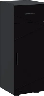 Produktbild von kleankin Badezimmerschrank Spanplatte mit Schublade und 2-stufigem verstellbarem Unterschrank, 30x30x82 cm, Schwarz und Dunkelgrau