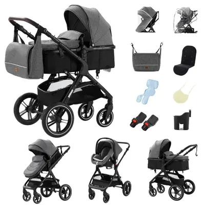 Productafbeelding van Babyreiswieg, 3-in-1, veelzijdig design, opvouwbaar en draagbaar, kleur: grijs (HX1)