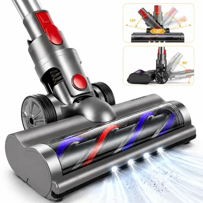 Produktbild von Elektrobürste mit 4 LED-Frontlichtern, kompatibel mit Dyson V7 V8 V10 V11 V15, Direktantrieb Saugkopf für Hartböden & Kurzflor-Teppiche, Ersatz-Teil