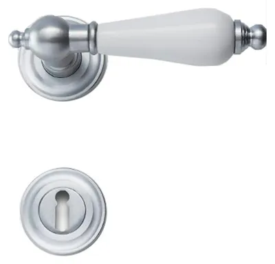 Produktbild von Oscar R039 Ghidini Türgriff-Rosetten-Garnitur M18 mattchrom Handhabe weiß (Lochung: BB) Lochung: BB