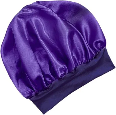 Produktbild von Satin Haartuch - Haar Turban Wickel - Haar schützen - Fluffy Ergebnis - 28x25 Zentimeter - Lila