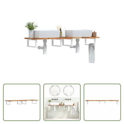 Produktbild von The Living Store Waschbeckenregal Wandmontage Stahl und Akazienholz