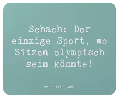 Produktbild von Mr. & Mrs. Panda Mauspad Spruch Schach Sport - Meeresbrise - Geschenk, mousematte, Zitat, Geduld, mausteppich, Sportart, Strategisches Denken, Sportler, laptop mousepad