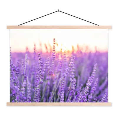 Produktbild von MuchoWow® Textilposter Lavendel - Nahaufnahme - Lila - Blumen 60x45 cm mit holzfarbenen Rahmen - Bild