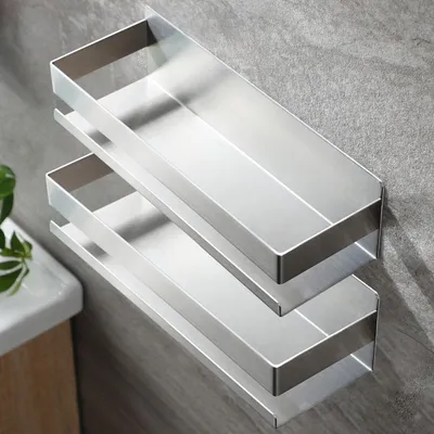 Produktbild von Duschablage Edelstahl selbstklebend ohne Bohren 30 cm Silber 2 Stück