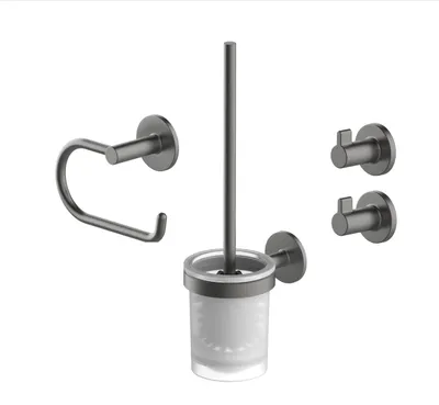 Badaccessoires-Set, Graphit, 4-teilig, Anti-Fingerabdruck