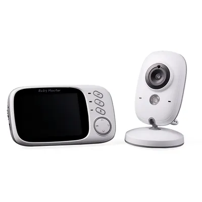 Obrázek produktu pro ZELURXX Dětská chůvička s kamerou, 3,2", přenosná, sledování teploty, ukolébavky, bezdrátová, VOX, automatické noční vidění, obousměrný interkom, bílá barva