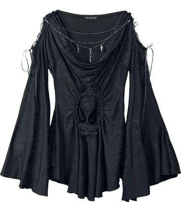 Produktbild von Devil Fashion Langarmshirt Damen Pattern Shoulder Hollow Gothic schwarz M