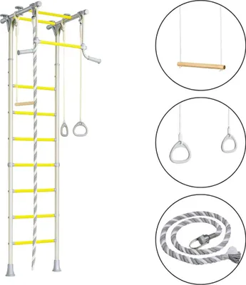 Image de Espalier pour enfants – Structure d'escalade d'intérieur en métal avec balançoire de gymnastique et échelle de corde  – Comet 2, Provence