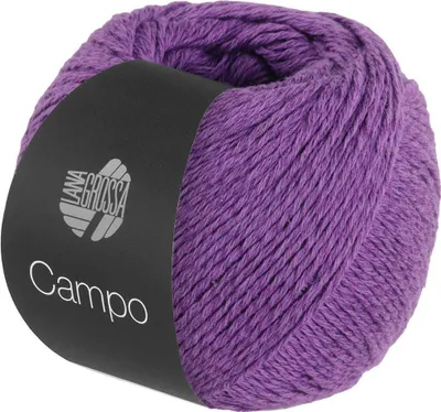 A ball of purple yarn with a black label.
