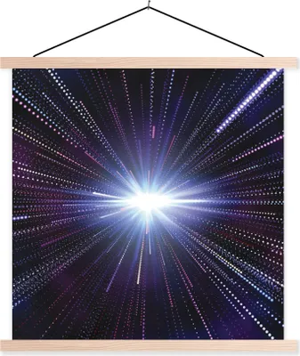 Produktbild von MuchoWow® Textilposter Eine Illustration eines Sterns in der Milchstraße 120x120 cm mit holzfarbenen Rahmen - Textil-Poster