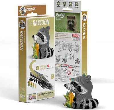 Image de EUGY 3D Bastelset Waschbär (Miniatur-Tierfigur, aus Wellkarton) 650103