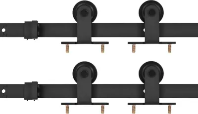 Produktbild von vidaXL Schiebetür-Beschlagsätze 2 Stk. 200 cm Stahl Schwarz