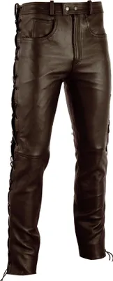 Produktbild von Lederjeans Lederhose maßanfertigung seitlich geschnürt nach Mass, Farbe:Dunkelbraun