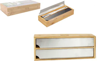 Produktbild von Amahogar Bambus- Aluminium- Und Folienspender 33.5x13 Cm Golden Golden One Size