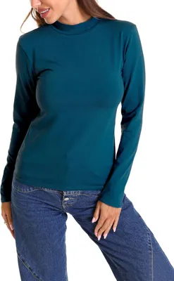 Produktbild von Alkato Damen Langarm Shirt mit Rollkragen, Farbe: Petrolgrün, Größe: L