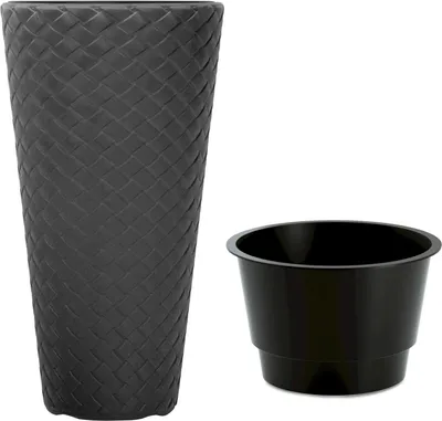 Image de Pot de fleurs tressé Slim DPMT300 avec insert | Anthracite