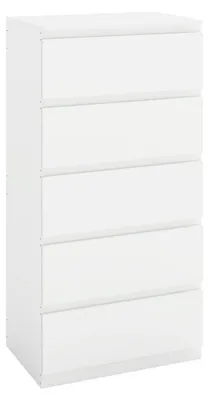 Productafbeelding van Commode wit, 60x40x120 cm, met 5 lades. Dressoir, ladekast, bijzettafel