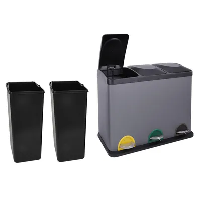 Image de Seau de cuisine SVITA TC3X15 gris Poubelle 45 litres Poubelle tri sélectif Corbeille à papier