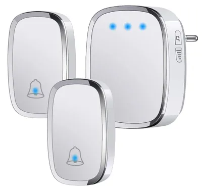 Imagen del producto de Timbre inalámbrico para exteriores, resistente al agua (IP44), con 2 transmisores y 1 receptor