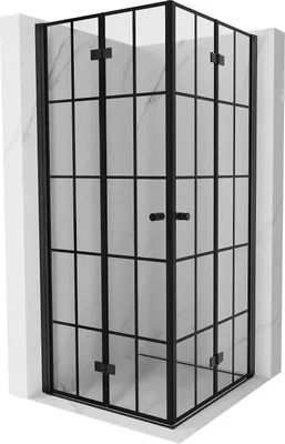 Produktbild von Mexen Mist-F Duo faltbare Duschkabine 95 x 95 cm, schwarzes Gitter, schwarz - 8A6-095L-095P-70-77