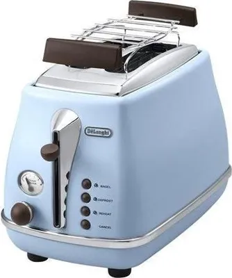 Zdjęcie produktu dla Toster 2-kromkowy DELONGHI Icona Vintage CTOV 2103.AZ, 900W, 6 Pozycji, Niebiesko-Brązowy
