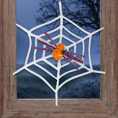 Produktbild von Spinnweben mit Spinne – Halloween-Dekoration – weiß
