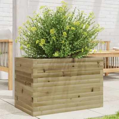 Produktbild von Pflanzkübel aus imprägniertem Kiefernmassivholz, Blumenkasten und Hochbeet für den Balkon, 70x40x45,5 cm, für den Außenbereich