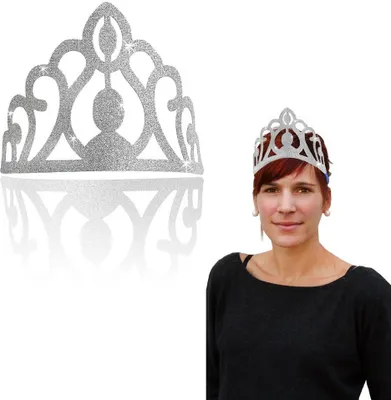 Produktbild von Oblique Unique Krone mit Glitzereffekt Prinzessin Eis Königin Kostüm Karneval -silber