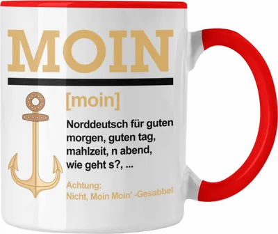 Produktbild von Trendation - Moin Tasse Geschenk Norddeutschland Slang Kaffeetasse (Rot)