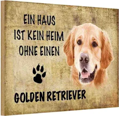Produktbild von vianmo Holzschild 12x18 cm Golden Retriever Hund Tier Haustier