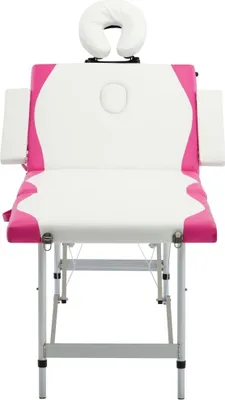 Immagine prodotto di Lettino Massaggio Pieghevole 4 Zone in Alluminio Bianco e Rosa